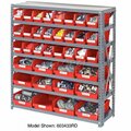 Global Industrial Steel Shelving with Total 42 4inH Plastic Shelf Bins Red, 36x12x39-7 Shelves 603432RD